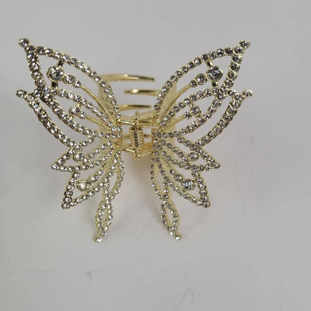 Hair Clips Womens Multicolor Rhinestone‎ Butterfly Heart Set Of 3 Accessories